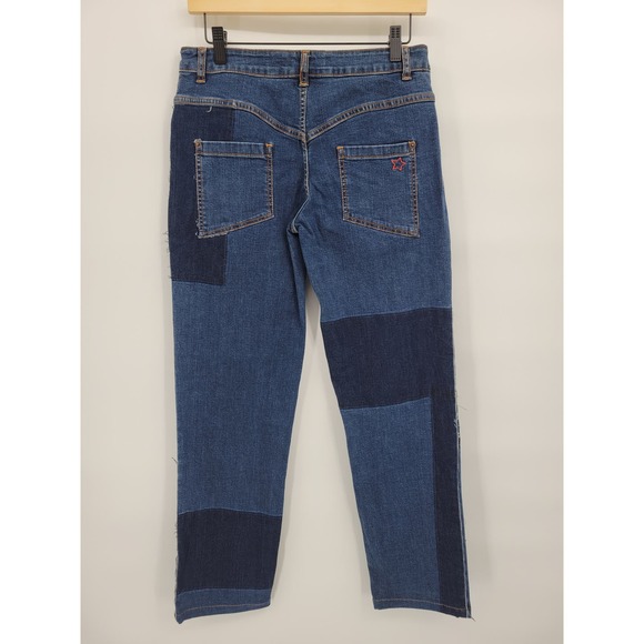 Preen Line XS Patchwork Straight Leg Ankle Jeans Pants Blue Unique - Picture 2 of 11
